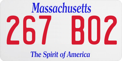 MA license plate 267BO2