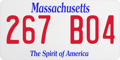MA license plate 267BO4