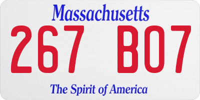 MA license plate 267BO7