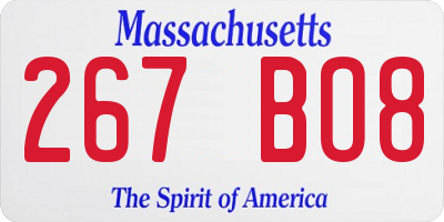 MA license plate 267BO8