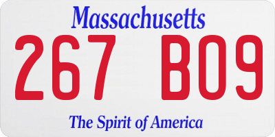 MA license plate 267BO9