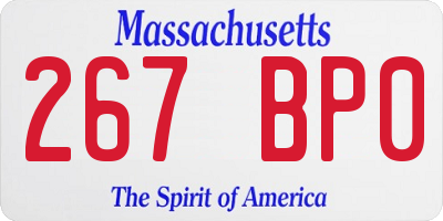 MA license plate 267BP0