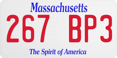 MA license plate 267BP3