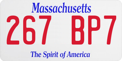 MA license plate 267BP7