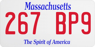 MA license plate 267BP9