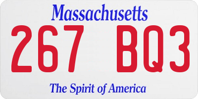 MA license plate 267BQ3