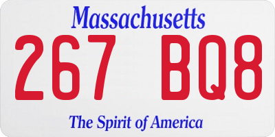 MA license plate 267BQ8