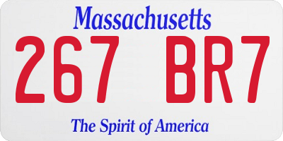 MA license plate 267BR7