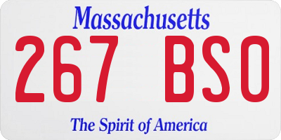 MA license plate 267BS0