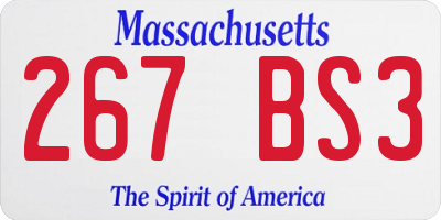 MA license plate 267BS3