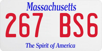 MA license plate 267BS6