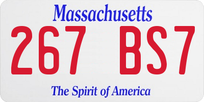 MA license plate 267BS7
