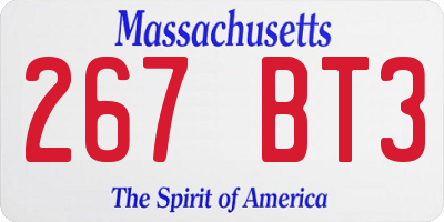 MA license plate 267BT3