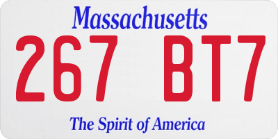 MA license plate 267BT7