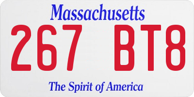 MA license plate 267BT8