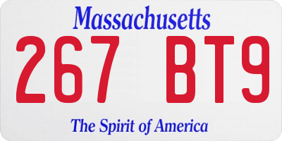 MA license plate 267BT9
