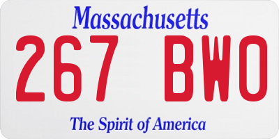 MA license plate 267BW0