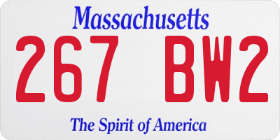 MA license plate 267BW2