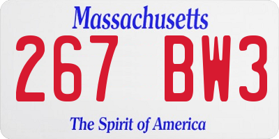 MA license plate 267BW3