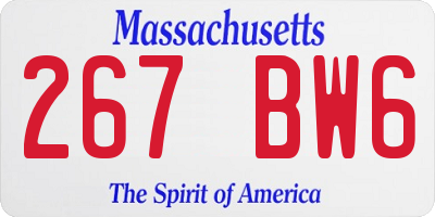 MA license plate 267BW6