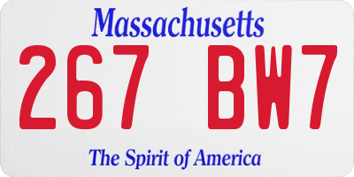 MA license plate 267BW7