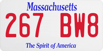 MA license plate 267BW8