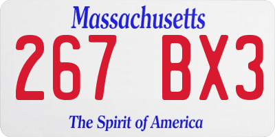 MA license plate 267BX3