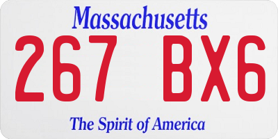 MA license plate 267BX6