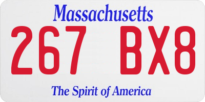 MA license plate 267BX8