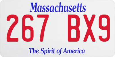 MA license plate 267BX9