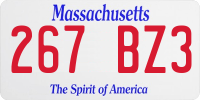 MA license plate 267BZ3