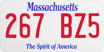 MA license plate 267BZ5