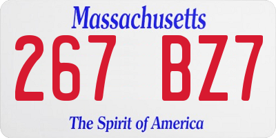 MA license plate 267BZ7