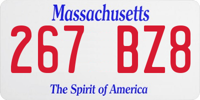 MA license plate 267BZ8