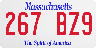 MA license plate 267BZ9