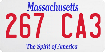MA license plate 267CA3
