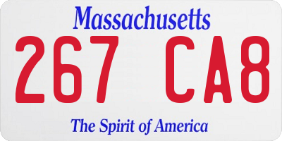 MA license plate 267CA8
