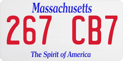 MA license plate 267CB7