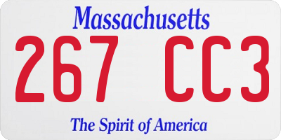 MA license plate 267CC3