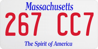 MA license plate 267CC7