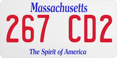 MA license plate 267CD2
