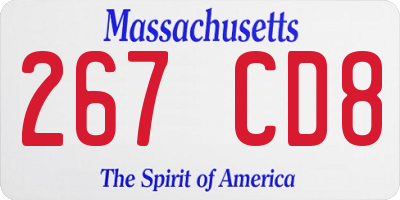 MA license plate 267CD8