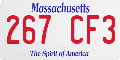 MA license plate 267CF3