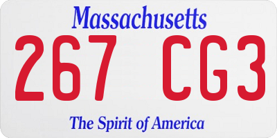 MA license plate 267CG3