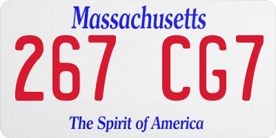 MA license plate 267CG7
