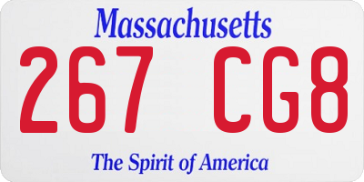 MA license plate 267CG8