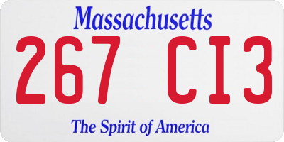 MA license plate 267CI3
