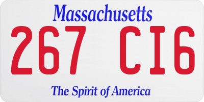 MA license plate 267CI6