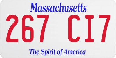 MA license plate 267CI7
