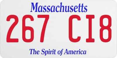 MA license plate 267CI8